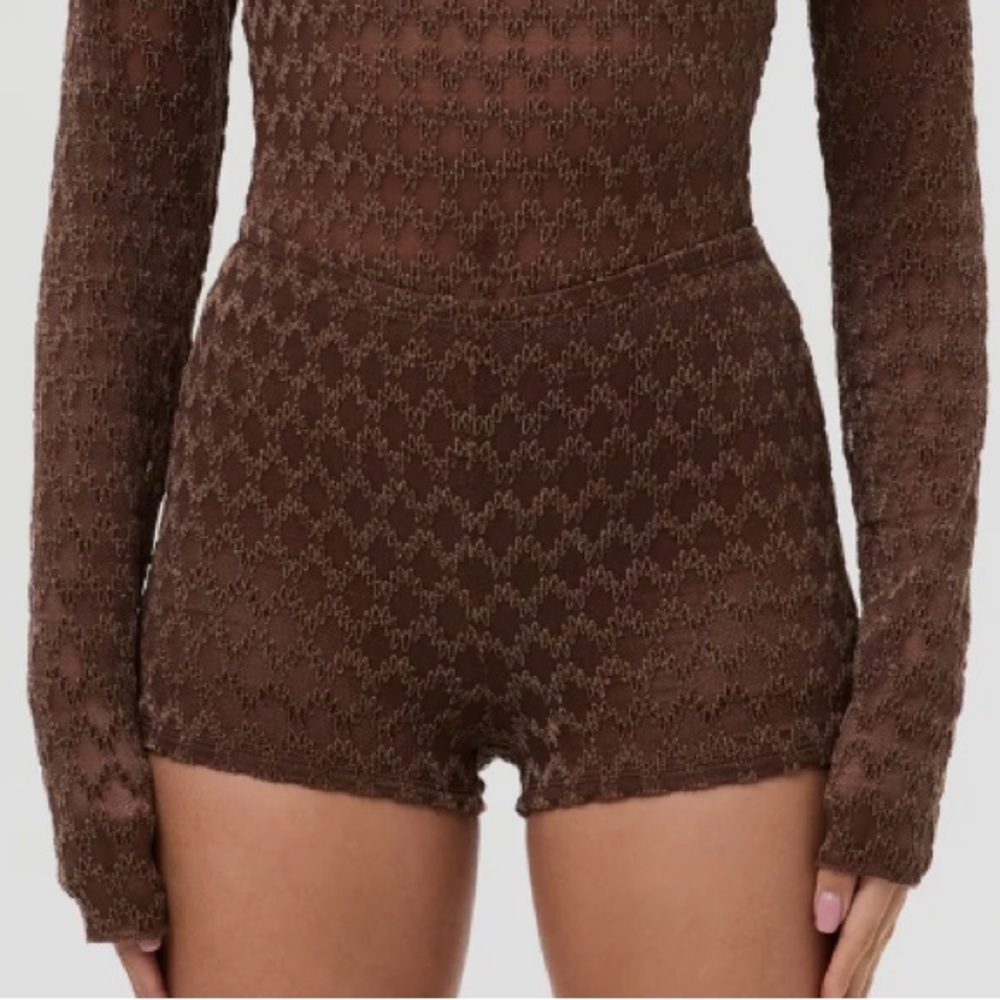 Brown Mesh Hot Shorts M - Picture 2 of 3